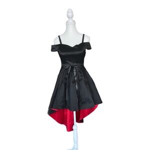 Rare editions sweetheart neck cold shoulder taffeta high low dress, size large